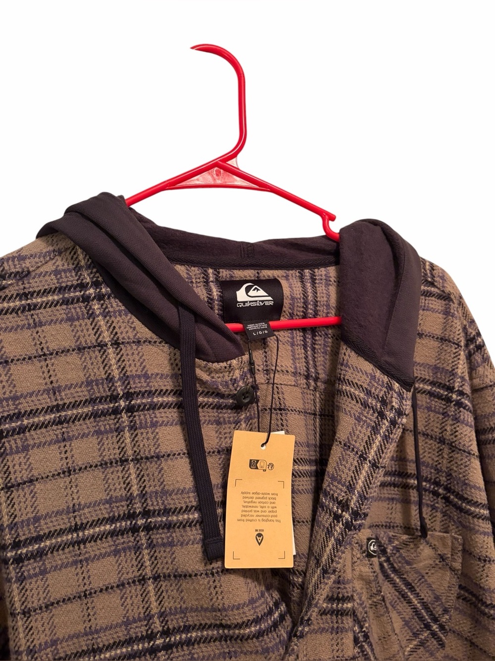 Quiksilver Sandbar Button Down Flannel. Size Large. New with tags - Picture 7 of 8